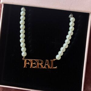 Feral Gold and White Beaded Necklace by The Peach Fuzz